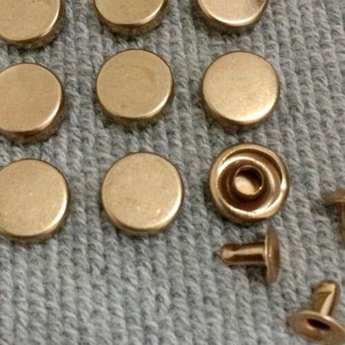 Hot Sell 100Pcs 9MM Gold Round Flat Rivets Metal Studs Rivets Spots Cone Leather Craft Spikes Fit For Belt Bag Shoes DIY Making
