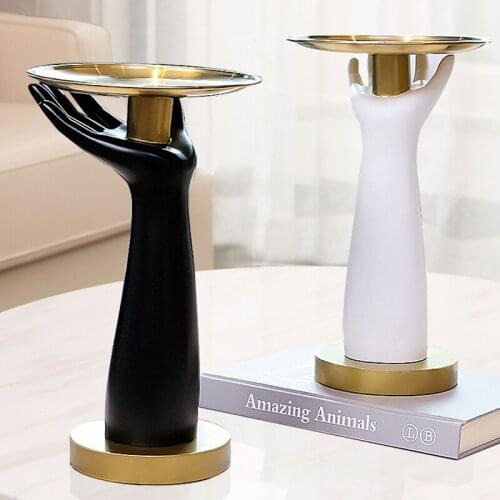 Creative Resin Hand Storage Tray European Black White Fruit Jewelry Key Metal Storage Tray Abstract Artist Home Decoration Gift