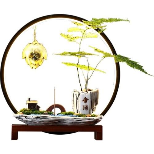 Rockery Micro Landscape Bonsai Decoration Indoor Landscaping Plant Flower Living Room Office Desk Surface Panel Green Plant Pot