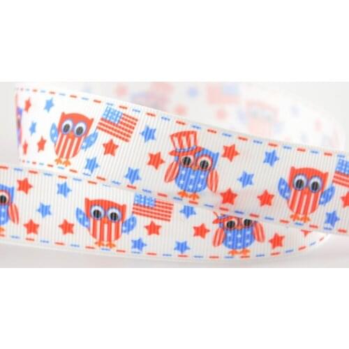 Cute flag hat owls designs 100% polyester 7/8" 22 mm width grosgrain ribbons for gifts clothing decoration hair accessory