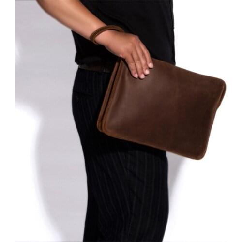 Genuine Leather mens Shoulder Messenger Bags Document File Folder Briefcase Male Crossbody Handbags Envelope Clutch Ipad Bags