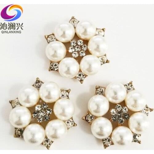 New!! 28mm 4pcs/pack Super beauty Round shape Alloy + imitation pearls sew on stones for Diy/jewelry accessories