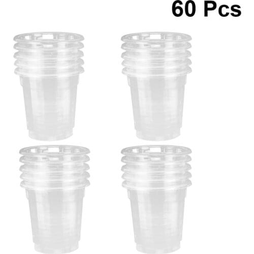 60PCS Disposable Plastic Cups Thicken Transparent Drinking Cup Party Supplies Thick Transparent Air Cup For Cafe Bar Restaurant