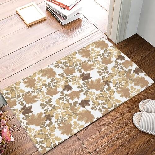 Autumn Retro Maple Leaf Texture Floor Mats for Living Rooms Anti-slip Carpets Kitchen Bathroom Rugs Entrance Doormat