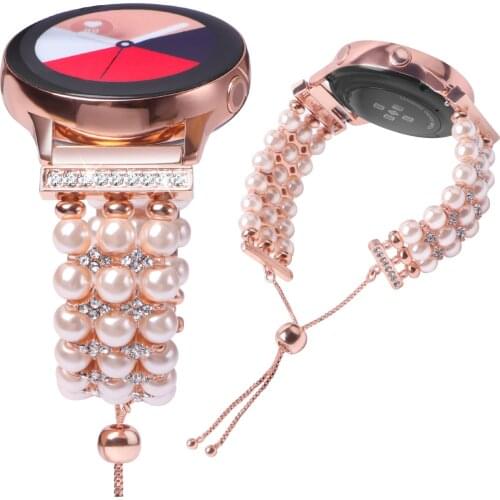 Diamond Strap for Samsung Galaxy Watch 41mm 42mm Active 2 Bead Bracelet Watch Band for Gear Sport Huawei gt 2 42mm Wriststrap