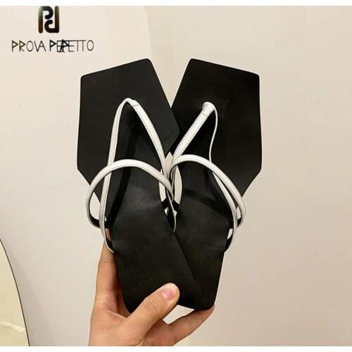 Black and white plaid square toe flip flops Roman casual beach shoes 2021 summer pinch strap flat sandals women