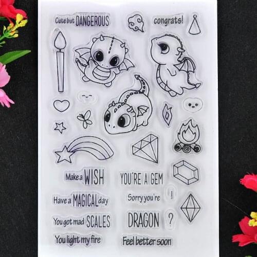 Make a Wish Feel better soon Candle Star Dragon Scrapbook photo cards rubber stamp clear stamp transparent stamp 9061401