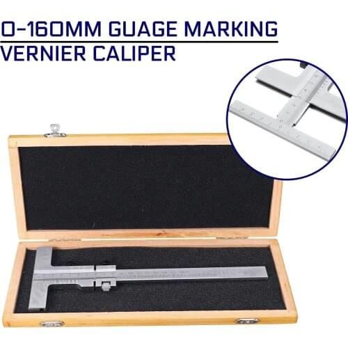 DIN862 0-160mm Measuring Guage Marking Vernier Caliper 0.05mm Scraper Bridge Tool Adjust with Storage Case Vernier Steel Caliper