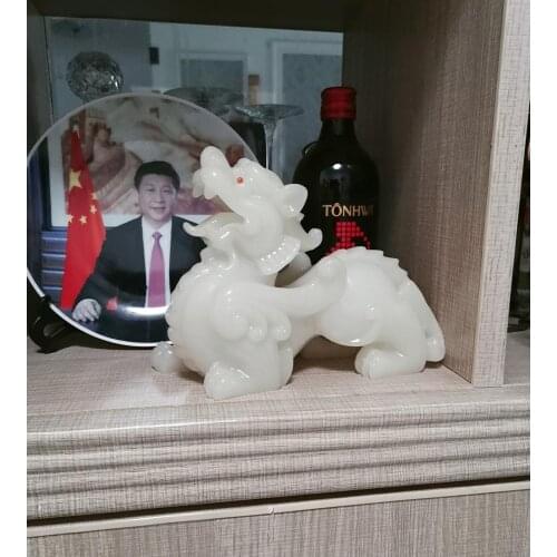 Southeast Asia HOME Company SHOP RESIN JADE Sculpture bring wealth GOOD LUCK PI XIU Auspicious Royal Dragon FENG SHUI statue