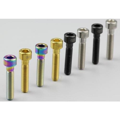 1pcs M6 round column head screws inner hexagon screw titanium alloy bolts 30mm-70mm length gold and black multicolor bicycle