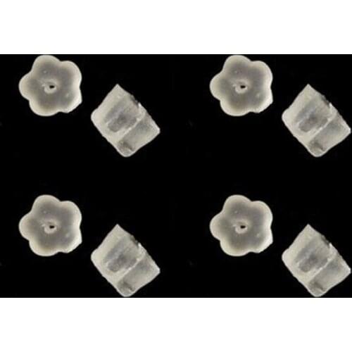 50/100Pcs Soft Rubber Earring Hook Backs Stopper Ear Nut Clear Ear Back Stoppers Flower Shape Safety Earrings Jewelry Accessory
