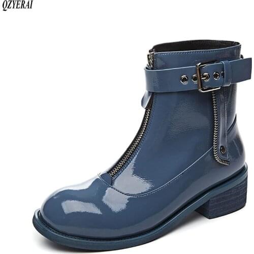 2020 autumn winter Genuine leather Women boots Martin boots Fashion women shoes European locomotive Short boots Size 34-42