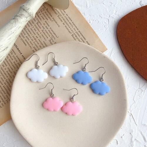 Kissme Cute Blue White Pink Cotton Candy Cloud Drop Earrings For Women Ins Style Lovely Girls Earrings 2021 New Fashion Jewelry