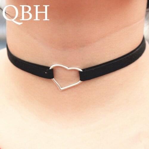 NK987 Punk Steampunk Tattoo Black Leather Velvet Heart Chokers Necklace For Women Chain Jewelry Statement Clavicle Girl Gifts