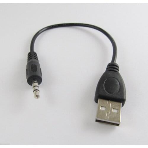 1pc 3.5mm Aux Audio Plug Jack To USB 2.0 Male Charge Cable Adapter Cord Car 20cm