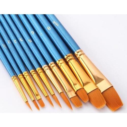 10 pcs/set Matt blue Nylon Paint Brush Used to draw with family or friends, as well as the division of large and small areas