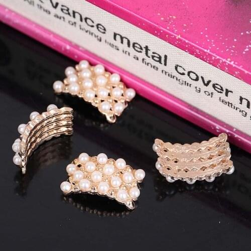 2016New 100Pcs Arc Pearl Rhinestone Buttons for Wedding Decoration and DIY hair accessies ZJ106