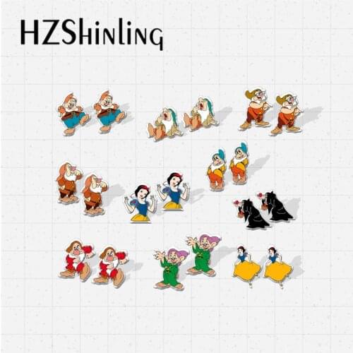 2021 New Arrival Snow White Princess and Evil Queen Sweety Story Epoxy Handcraft Jewelry Acrylic Stud Earrings