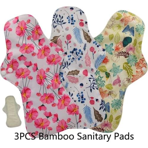3Pcs Heavy Flow Night Use Panty Liner Wholesale Bamboo Charcoal Reusable Sanitary Pads Bamboo Pads Large Size DROPSHIPPING