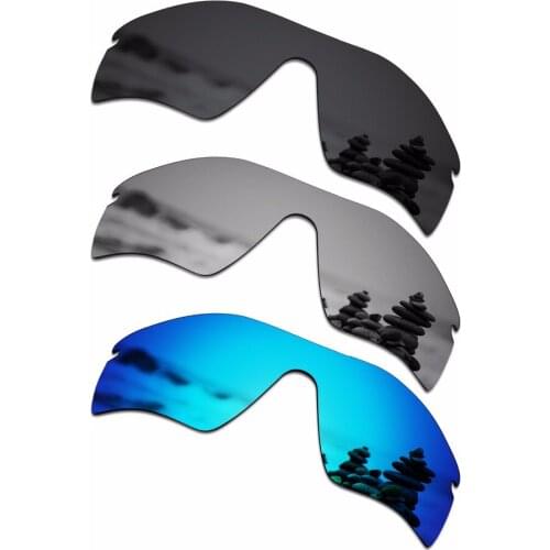 SmartVLT 3 Pieces Polarized Sunglasses Replacement Lenses for Oakley Radar Path Stealth Black and Silver Titanium and Ice Blue