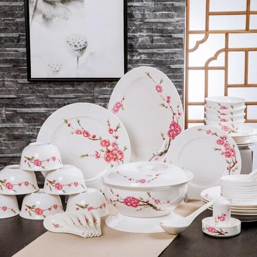 56 pcs Under-Glazed Pottery Dinnerware