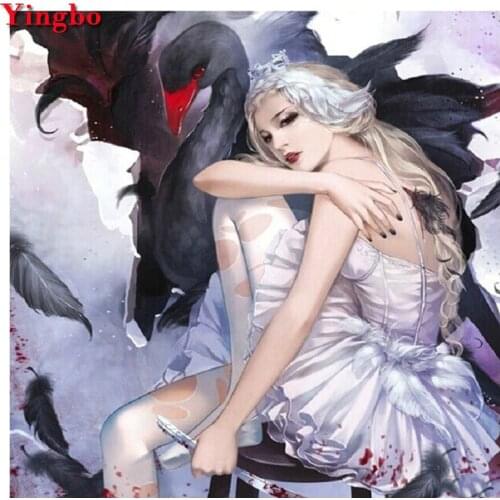 5D Diamond Painting Diamond Embroidery Beauty woman and swan Pictures Of Rhinestones Painting By Numbers Mosaic Decor Gifts
