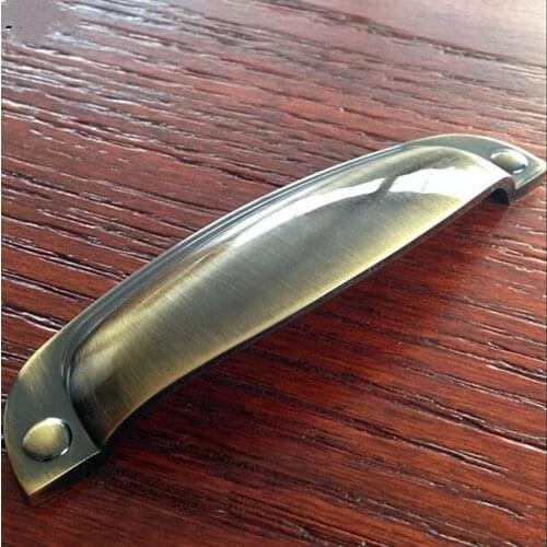 96mm Shell Dresser Pull Drawer Handle Antique Brass Kitchen Cabinet Handle Pull Bronze Furniture Hardware handle Pull Knob cup
