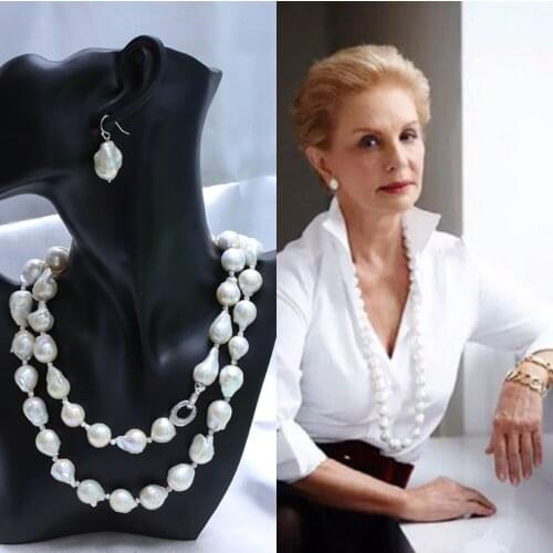 AAA Natural freshwater baroque reborn keshi pearl sweater chain necklace