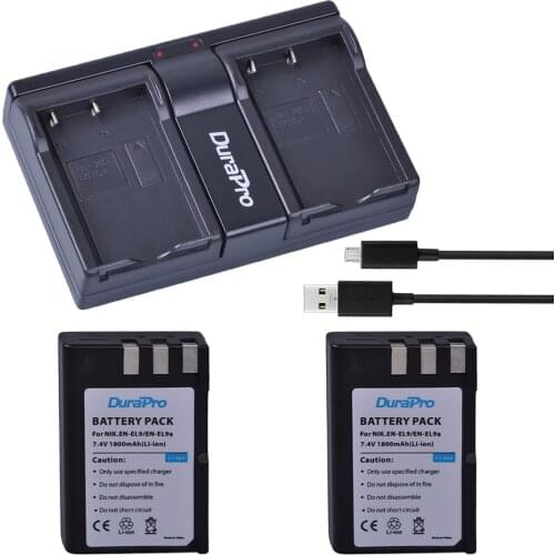 DuraPro 2x 1800mAh EN-EL9 EN EL9 ENEL9 Rechargeable Camera Battery + USB Dual Charger For Nikon D40 D40X D60 D3000 D5000 Bateria