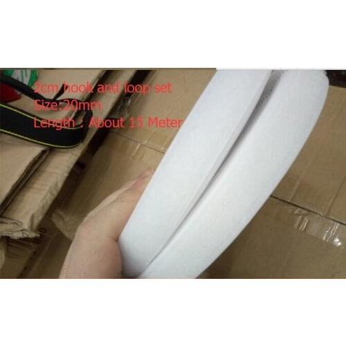 2cm White Hook and Loop No Self Adhesive Nylon blended sticking tape with stickers Clothing sewing accessories Magic Tape 25M/RL