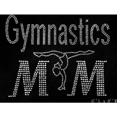 Free shipping hotfix rhinestones motif heat transfer iron on transfers gymnastics mom