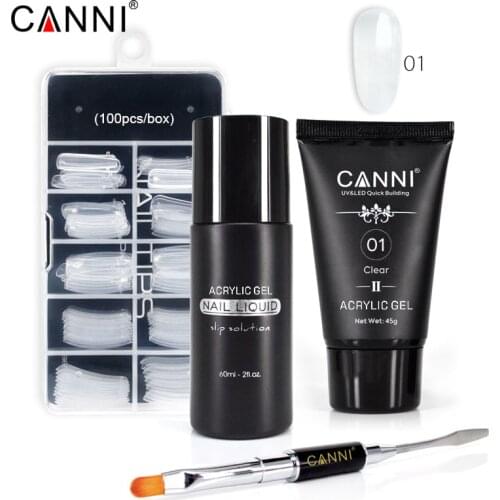 CANNI 4PCS No-Sticky Acrylic Nail Kit 45g Poly Nails UV Gel Whole Set Crylstal Builder Gel Tools Kit