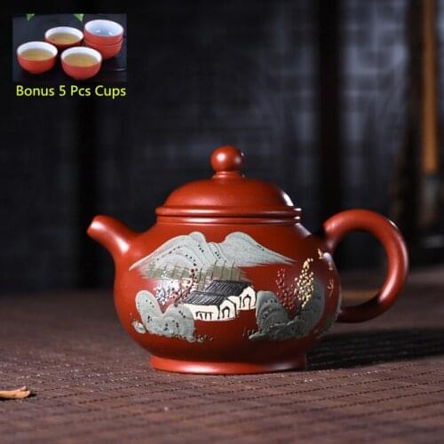 200ml Yixing Zisha Tea pot Authentic Famous Handmade Dahongpao Mud Painted Pot Kung Fu teapot tea Kettle Tet Free Shipping
