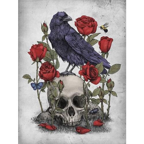 Skull Rose Crow Halloween Diamond Painting Round Full Drill Nouveaute DIY Mosaic Embroidery 5D Cross Stitch Home Decor Gifts