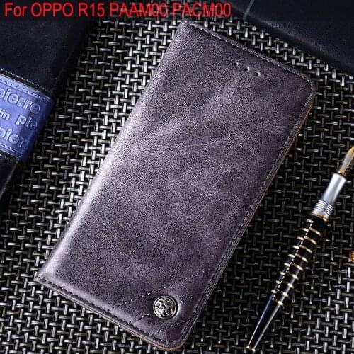 For OPPO R15 case Luxury Leather Flip cover with Stand Card Slot phone Cases For OPPO R15 funda Without magnets PAAM00 PACM00
