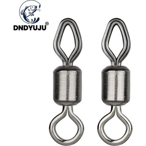 DNDYUJU 50pcs Size 6#-12# Rolling Barrel Fishing Swivels Rhombus Shape Snap Lure Connector Safety Snap Fishing Accessories