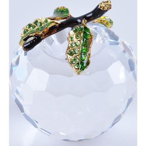 Hot Sale In Russian Transparent Crystal Apple Paperweight Decoration Crystal Fruit 60mm Decoration Christmas Gift Wedding Decor