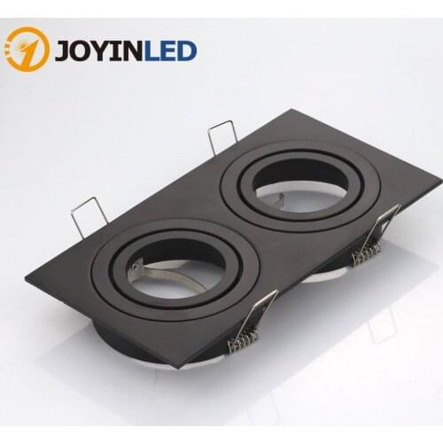 Hot Sale Aluminum Double heads GU10 MR16 Downlight Holder Black Silver White GU10 Fixture Frame Square MR16 Spot Light Bracket