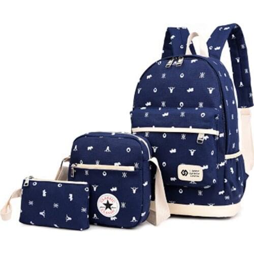 Women Canvas 4Pcs/set School Backpacks College Schoolbag Fashion Plecak for Teenager Girl And Boys Rucksack Moclila Shoulder Bag