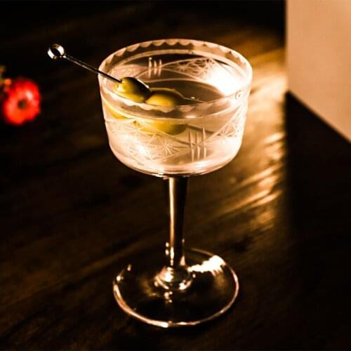 Crystal Martini Glass Cup Classical Engraving Embossment Lead-free Margaret Cocktail Glass Goblet Bar Party Drinkware vaso 135ml