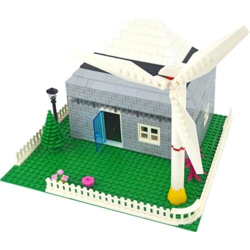 DIY Building blocks mini windmill City creator wind power generation Model DIY self-locking Bricks Farm Wind energy Accessories
