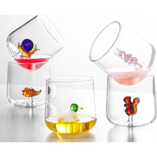 Creative Three-Dimensional Animal Glass Water Cup Cute Modeling Household Simple Glass Juice Drink Milk Cup