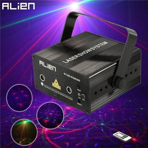 ALIEN Mini 300mw Remote Laser Stage Lighting Effect Red Green Blue Mixing DJ Disco Light Party Xmas Laser Projector Show Light