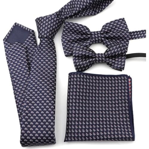 Mens Parent-Child Lovely Cartoon Car Fish Skinny Striped Pocket Square Handkerchief Butterfly Bow Tie Ties Set Accessory Gift