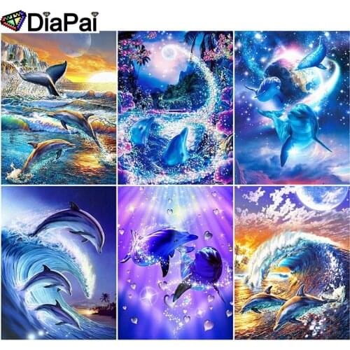 DIAPAI Diy Full Square Round Drill 5D Diamond Painting Cross Stitch Diamond Embroidery "Animal dolphin landscape"Home Decor Gift