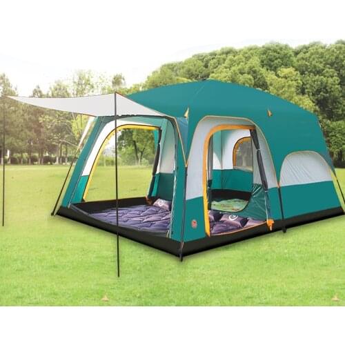 New version ultralarge double layer 5-8 person use one hall two bedroom outdoor family party camping tent