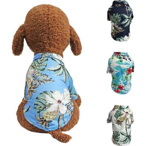 2021 New Dog Shirts Clothes Summer Beach Clothes Vest Pet Clothing Floral T-Hawaiian Shirt For Small Dog Large Cat Dog Chihuahua