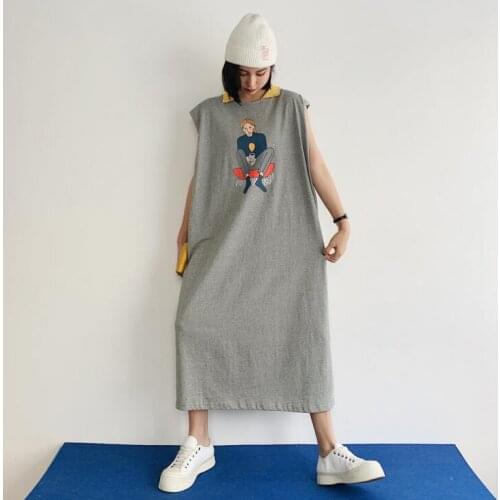 2020 New Arrive Summer Maternity Dress Woman Cartoon Print Large Size Dresses Pregnant Woman Sleeveless Clothing MD-02174