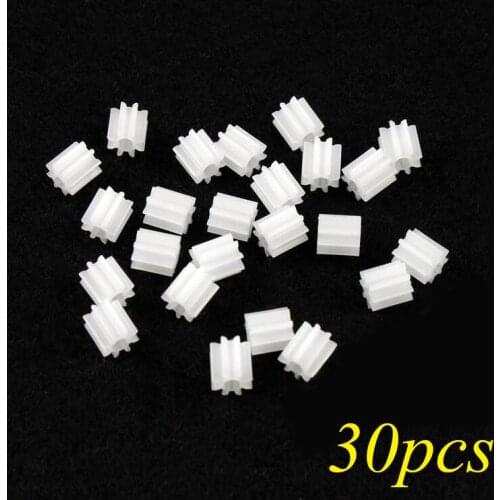 30PCS White Motor Gear 8T Plastic Pinion For Tamiya Mini 4WD Racing Car Model