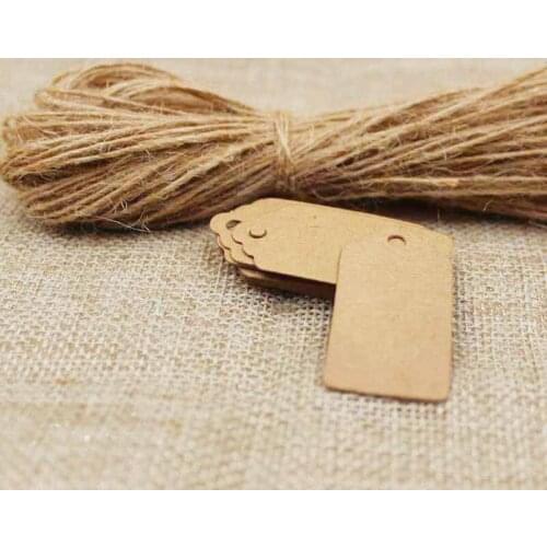 Wholesale Kraft /white/black blank scallop Gift Tag products hang tag 2*4cm 100pcs +100pcs hemp string tag with string